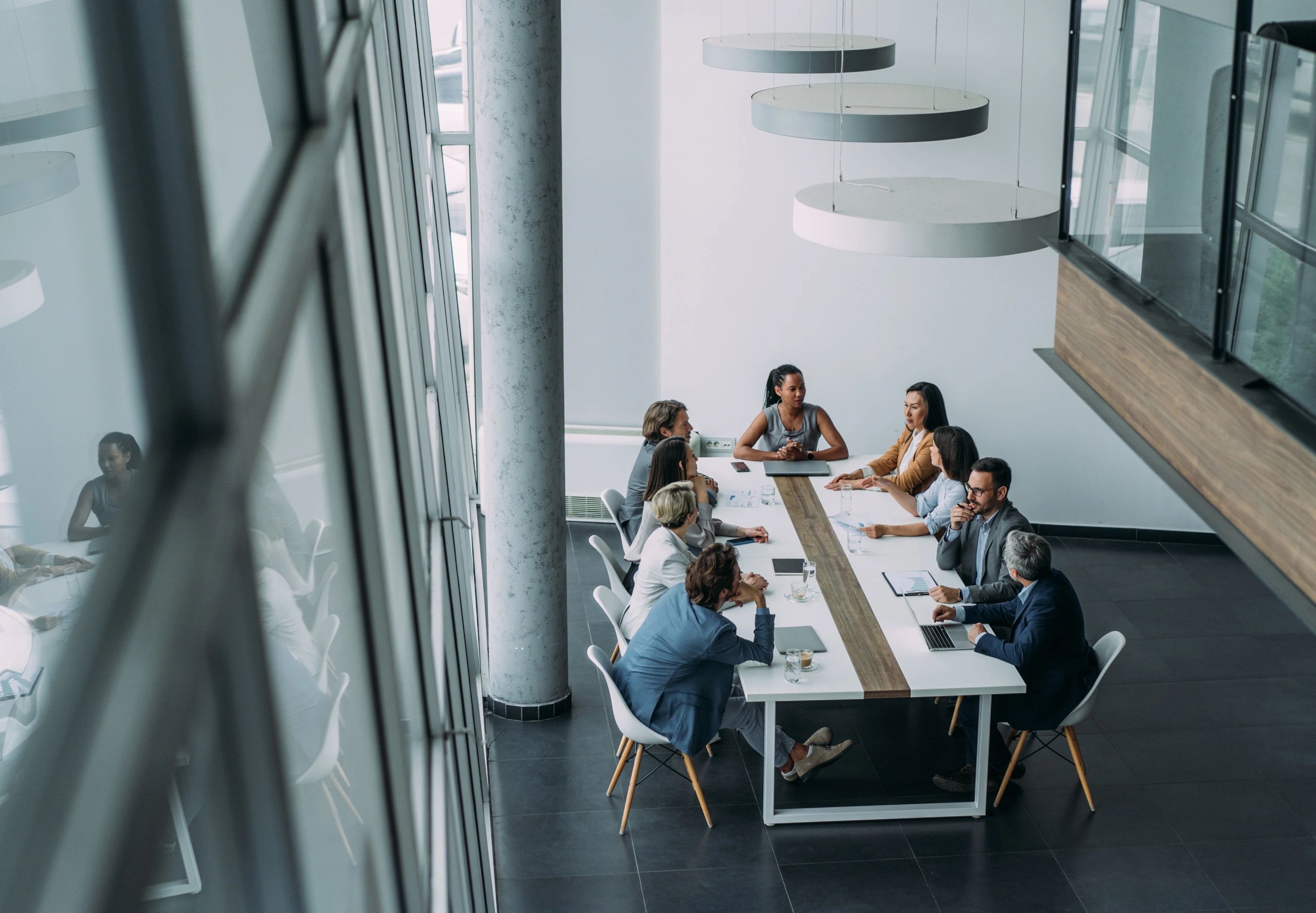 Enterprise team meeting in a modern office