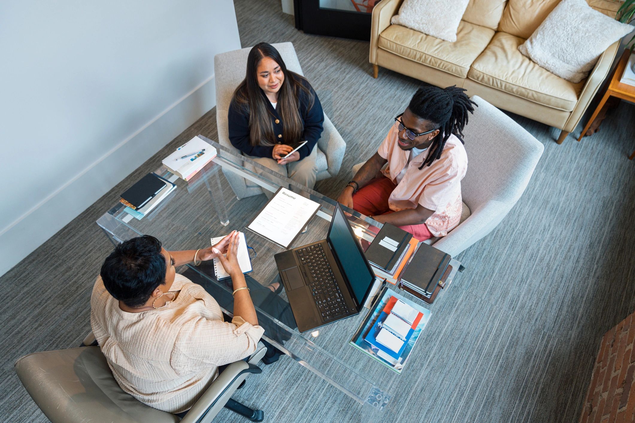 Group job interview in a modern office