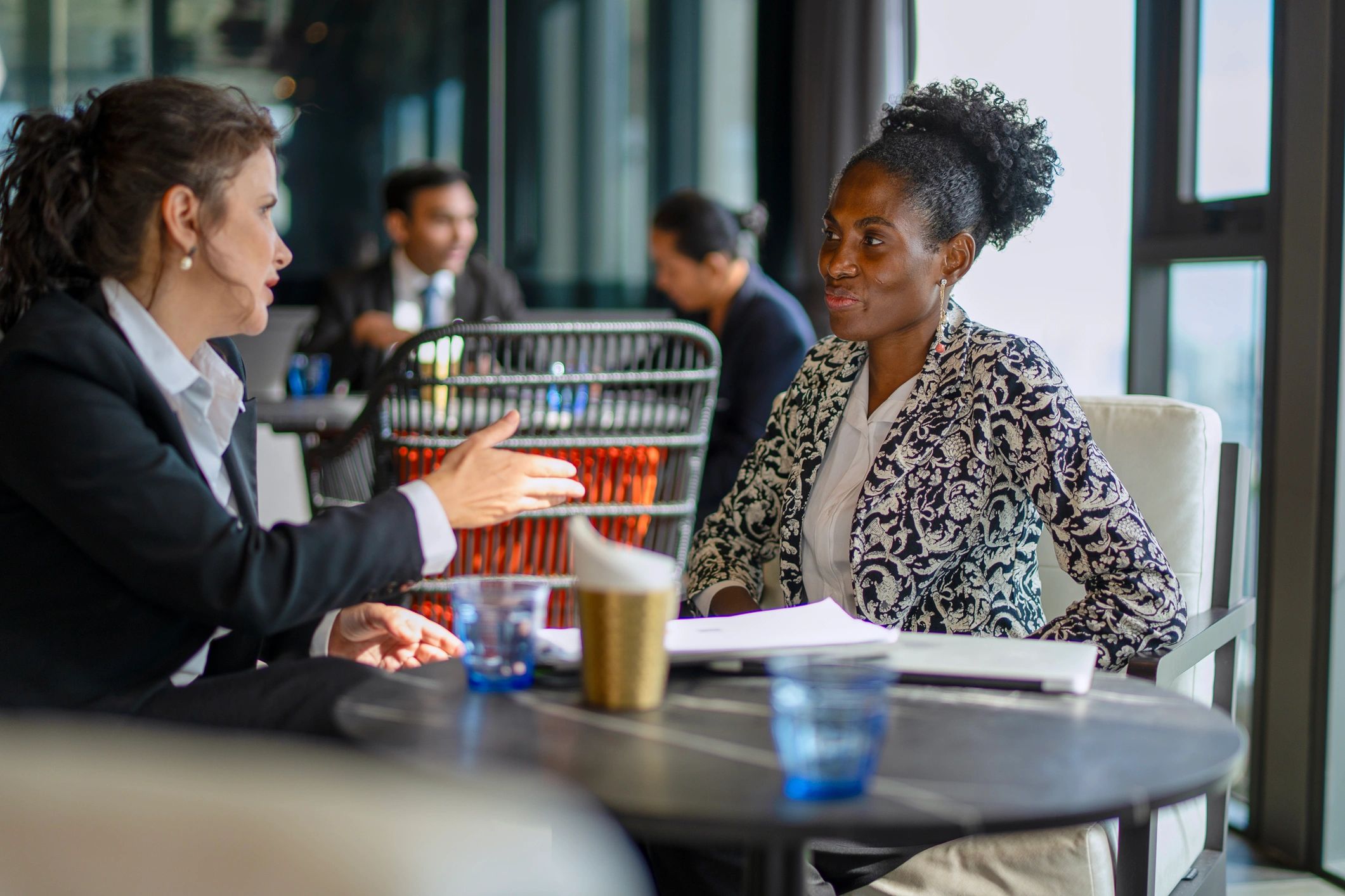Business professionals meeting for contract hiring solutions